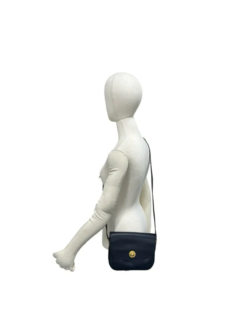 Celine Vintage Star Ball Logo Leather Mini Shoulder Bag Pochette Navy